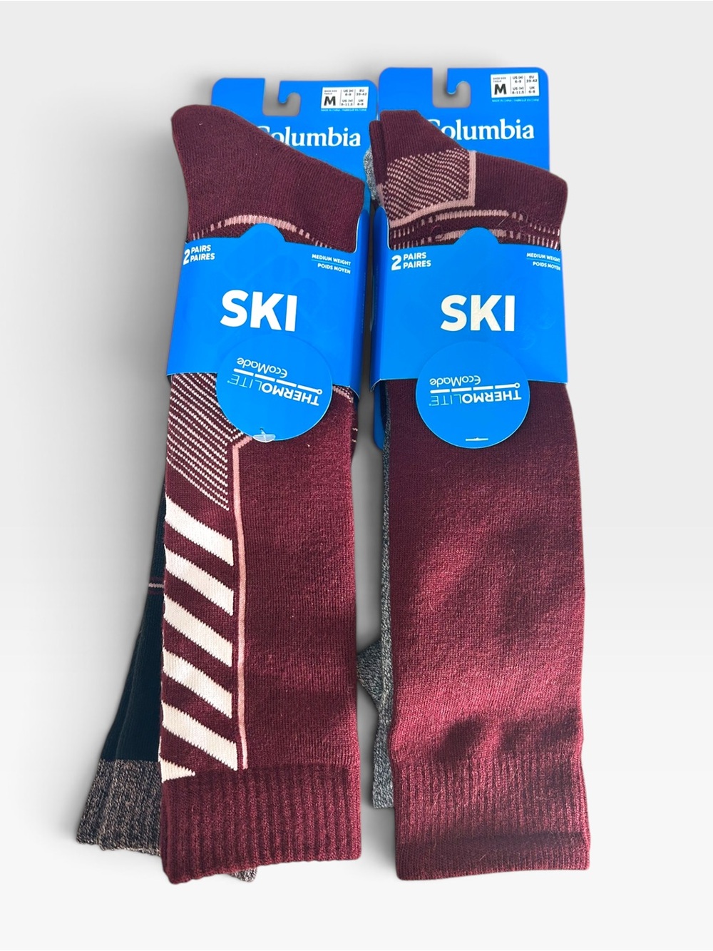 Columbia Thermolite Over The Calf Ski Socks 4 Pairs Med US W 8-11.5 / UK 6-8 NWT